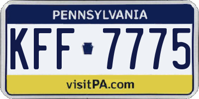 PA license plate KFF7775