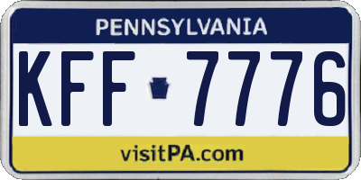 PA license plate KFF7776