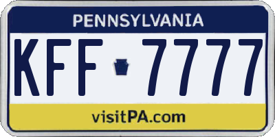 PA license plate KFF7777