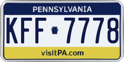 PA license plate KFF7778