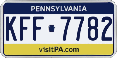 PA license plate KFF7782