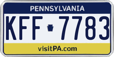 PA license plate KFF7783