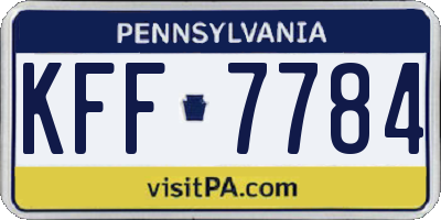 PA license plate KFF7784