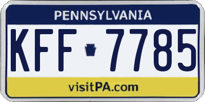 PA license plate KFF7785