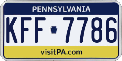 PA license plate KFF7786