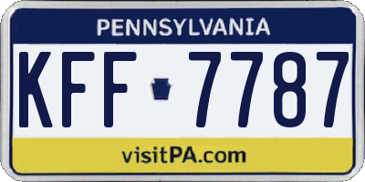 PA license plate KFF7787