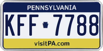 PA license plate KFF7788