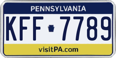 PA license plate KFF7789