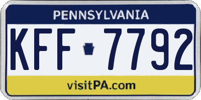 PA license plate KFF7792