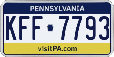 PA license plate KFF7793