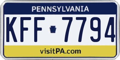PA license plate KFF7794