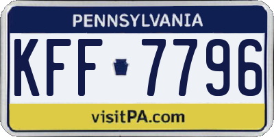 PA license plate KFF7796