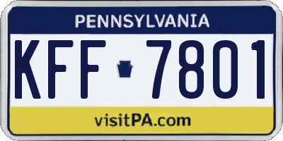 PA license plate KFF7801