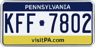 PA license plate KFF7802