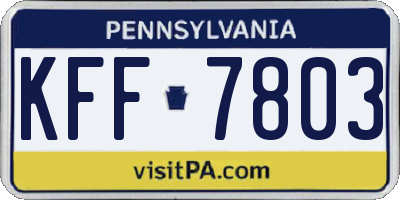PA license plate KFF7803