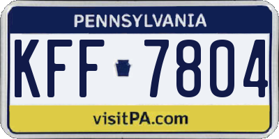PA license plate KFF7804