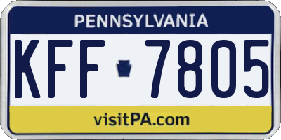 PA license plate KFF7805