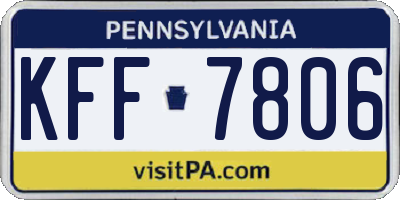 PA license plate KFF7806
