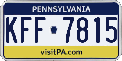 PA license plate KFF7815