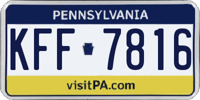 PA license plate KFF7816