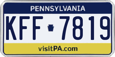 PA license plate KFF7819