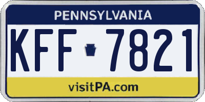PA license plate KFF7821