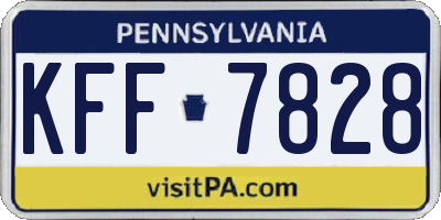 PA license plate KFF7828