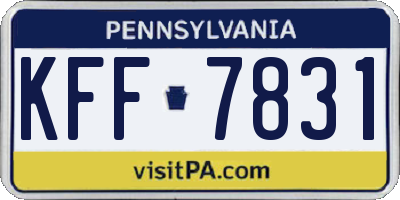 PA license plate KFF7831