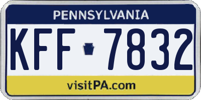 PA license plate KFF7832