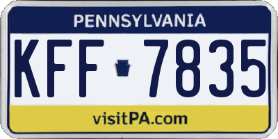 PA license plate KFF7835