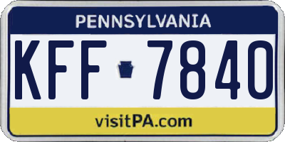 PA license plate KFF7840