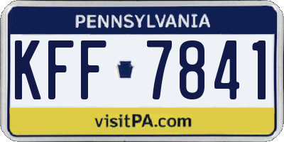 PA license plate KFF7841