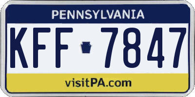 PA license plate KFF7847
