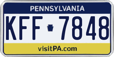 PA license plate KFF7848