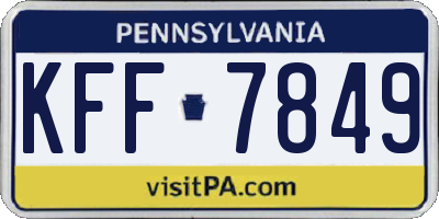 PA license plate KFF7849
