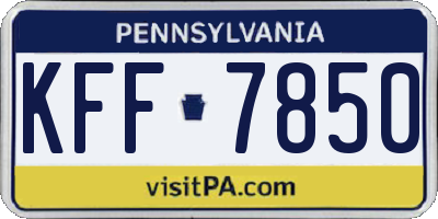 PA license plate KFF7850