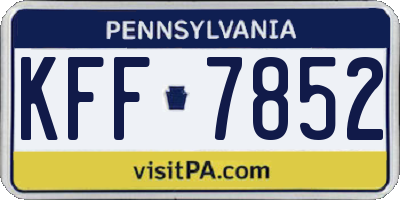 PA license plate KFF7852