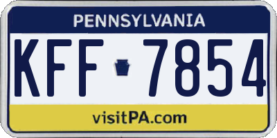 PA license plate KFF7854