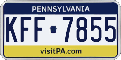 PA license plate KFF7855