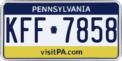PA license plate KFF7858