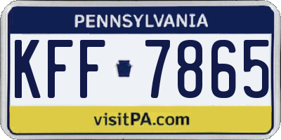 PA license plate KFF7865