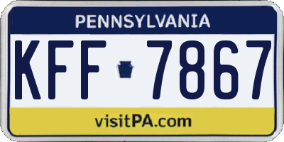 PA license plate KFF7867