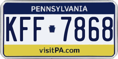 PA license plate KFF7868