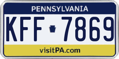 PA license plate KFF7869