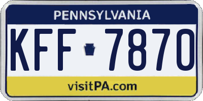 PA license plate KFF7870
