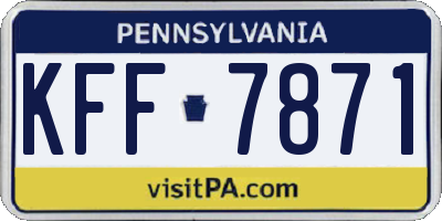 PA license plate KFF7871