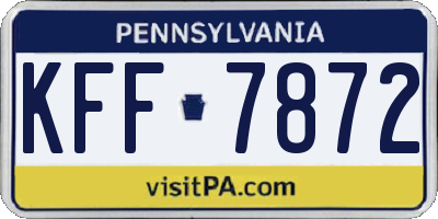 PA license plate KFF7872