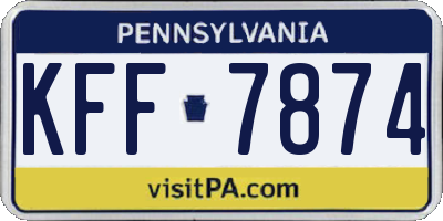 PA license plate KFF7874