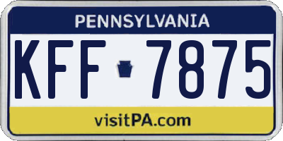 PA license plate KFF7875