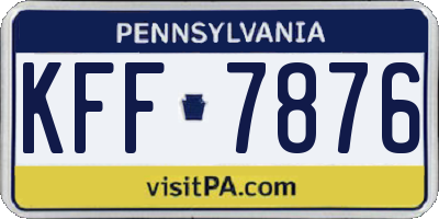PA license plate KFF7876